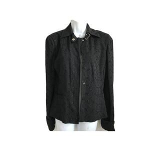 EUC Gianfranco Ferre black jacket Blazer size 40/S US 4 Embroidered Button Italy